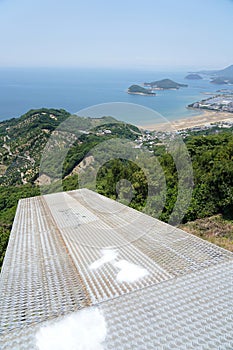 Paragliding launch site on a mountaintop