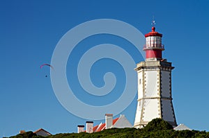 Paragliding by Lighthouse at Cape Espichel