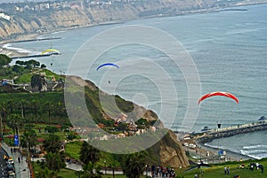 Paragliding at Miraflores Pier, Lima - Peru photo