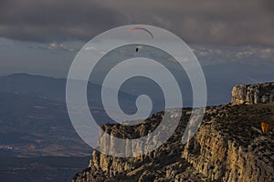 Paragliding in Montsec, Lleida, Pyrenees, Spain photo
