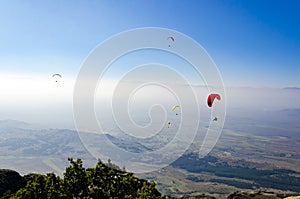 Paragliding in mountains