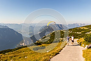 Paragliding over the Alps, Dachstein Mountain, Austria