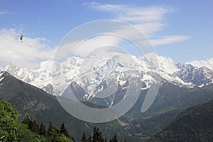 Paragliding over Mont Blanc Massif, France