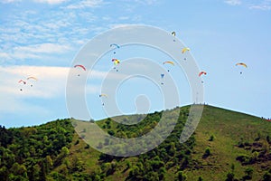 Paragliding over mountain