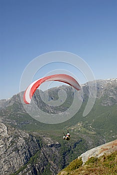 Paragliding over mountains