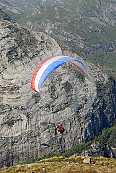 Paragliding over mountains