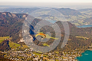 Paragliding over St. Gilgen and mountains