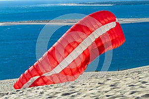 Paragliding and sailing at the Dune of Pilat