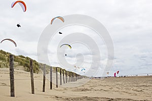 Paragliding at the sea side, Netherlands, North Sea