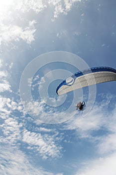 Paragliding in the sky.