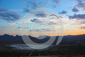 Paragliding on the sunset, taken in September