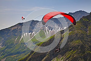 Paragliding in swiss alps