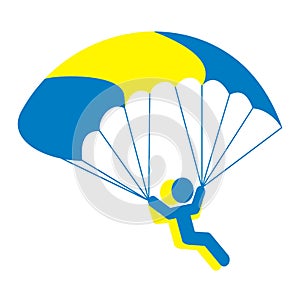 Paragliding, two people with parachute, eps.