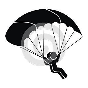 Paragliding, two people with parachute, silhouette eps.