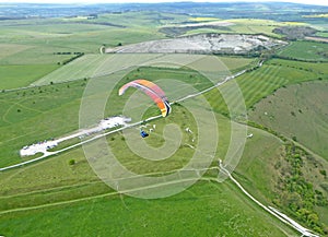 Paragliding at Westbury in Wiltshire photo