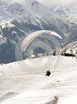 Paragliding in winter