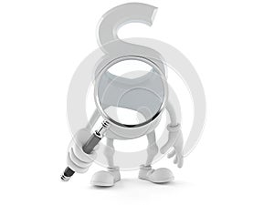 Paragraph character looking through magnifying glass