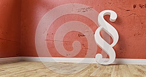 Paragraph smybol against a red wall - law and justice image - 3D Illustration