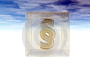 Paragraph symbol in glass cube