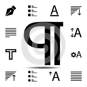 Paragraph, text icon. Simple glyph, flat vector of Text editor set icons for UI and UX, website or mobile application