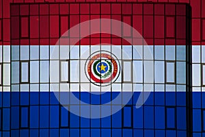 Paraguai flag on the background texture. Concept for designer solutions photo
