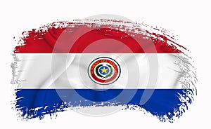 Paraguai flag, brush stroke, typography, lettering, logo, label, banner on a white background photo