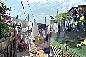 Street life in slum Chacarita in capital Asuncion