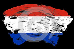 Paraguay flag on distressed black stroke brush background