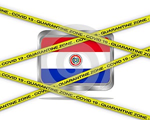 Paraguay flag illustration. Coronavirus danger area, quarantined country