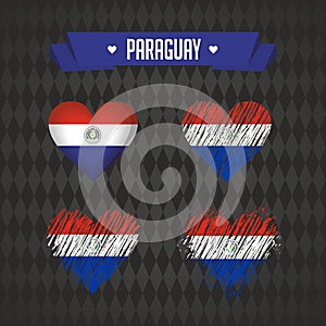 Paraguay with love. Design vector broken heart with flag inside.
