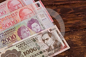 Paraguay money, guaranies banknotes photo