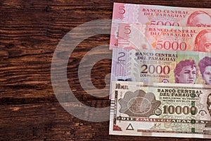 Paraguay money, guaranies banknotes / place for note photo