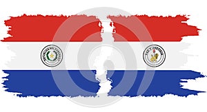 Paraguay and Paraguay grunge flags connection vector