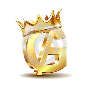 Paraguayan guarani currency symbol with golden crown