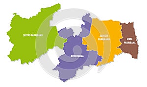 Paraiba colorful administrative and political map