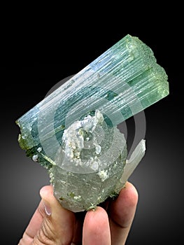 paraiba colour green blue tourmaline with quartz crystal mineral specimen from Afghanistan