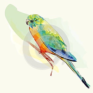 Parakeet Bird With Colorful Feathers