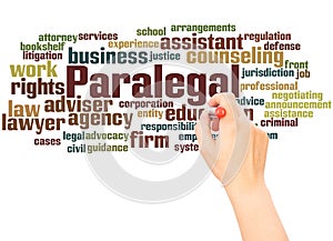 Paralegal word cloud hand writing concept