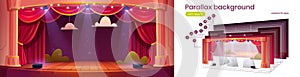 Parallax background for game, 2d cartoon theater photo