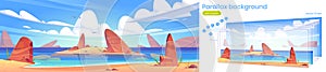 Parallax background with sea shore landscape