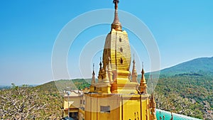 Parallax scrolling of main pagoda of Popa Taung Kalat Monastery, Myanmar