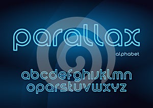 Parallax vector linear neon typefaces, alphabet, letters, font,
