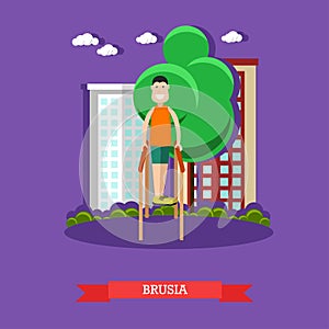 Parallel bars exercises flat vector illustration