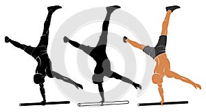 Parallel bars one-arm handstand