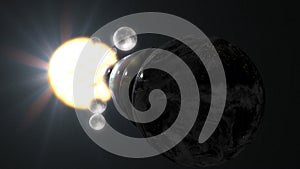 Parallel universe multiple earth illustration realistic 3D rendering and 3d illustration