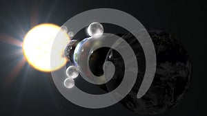 Parallel universe multiple earth illustration realistic 3D rendering and 3d illustration