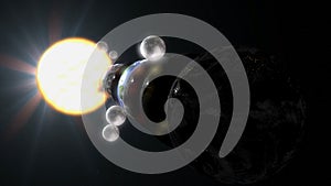 Parallel universe multiple earth illustration realistic 3D rendering and 3d illustration