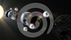 Parallel universe multiple earth illustration realistic 3D rendering and 3d illustration