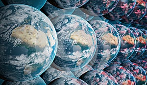 Parallel universes in many worlds interpretation of quantum physics. Multiple Earth planents in multiverse. photo