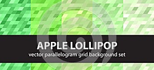 Parallelogram pattern set Apple Lollipop. Vector seamless geometric backgrounds